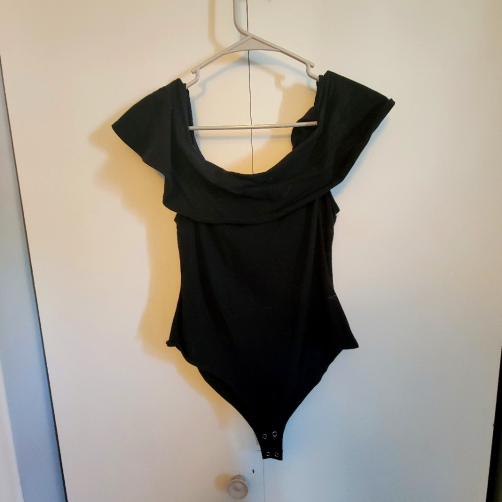 Off shoulder onesie in black